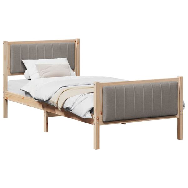 vidaXL Gultas rāmis Braun un taupe 90 x 190 cm Priedes masīvkoks