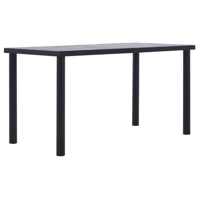 vidaXL virtuves galds, melns un betona pelēks, 140x70x75 cm, MDF