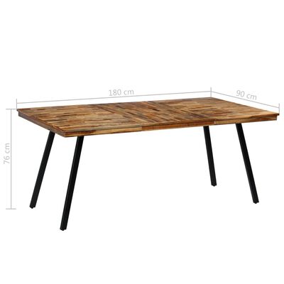 vidaXL virtuves galds, 180x90x76 cm, pārstrādāts tīkkoks, tērauds