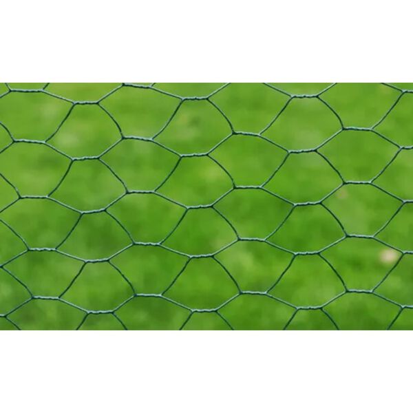 vidaXL stiepļu žogs ar PVC pārklājumu, 25x0,5 m, zaļ&scaron;