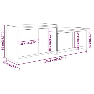 vidaXL TV skapītis, balts, 146,5x35x50 cm, skaidu plāksne