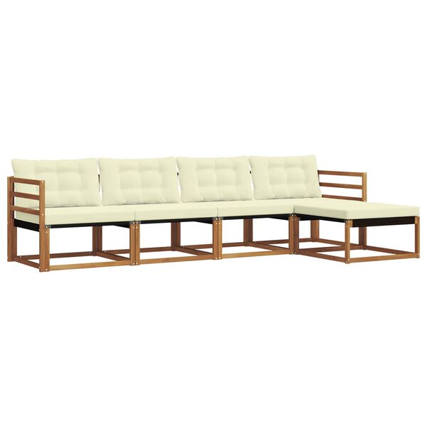 vidaXL Āra dīvānu komplekts ar spilvenu 5 pcs Dabisks un krējuma