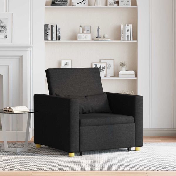 vidaXL Izvelkamā dīvāna gulta viena personai Melna 90 x 165 x 87 cm