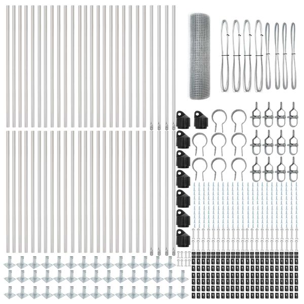 vidaXL Žoga āķis Sudraba 100 x 0,5 m (25 x 25 mm siets) Tērauds