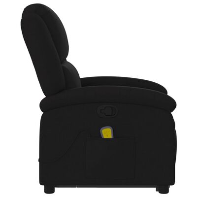 vidaXL masāžas krēsls, paceļams, atgāžams, melns audums