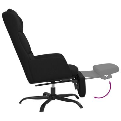 vidaXL atpūtas krēsls ar kāju balstu, melns mikrošķiedras audums