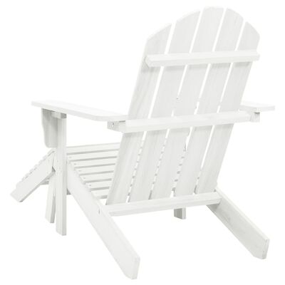 vidaXL dārza krēsls ar kājsoliņu, balts koks