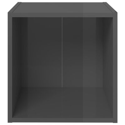 vidaXL TV plaukti, 2 gab., spīdīgi pelēki, 37x35x37 cm, skaidu plāksne