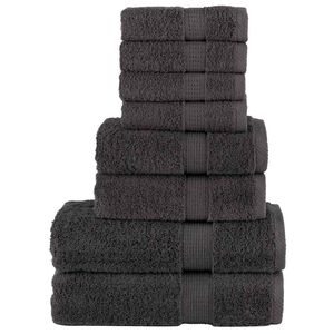 vidaXL dvieļu komplekts SOLUND, 8 gab., antracītpelēki, 600 gsm