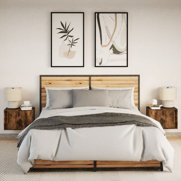 vidaXL sienas naktsskapīši ar LED apgaismojumu, 2 gab., ozola krāsa