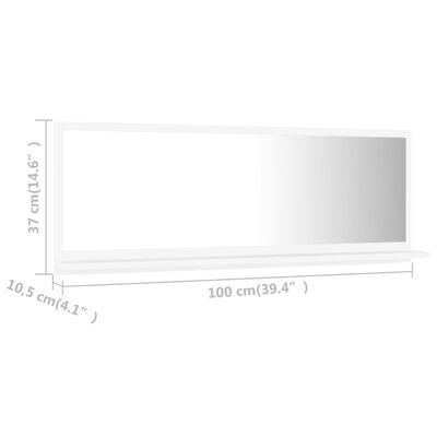 vidaXL vannasistabas spogulis, balts, 100x10,5x37 cm, skaidu plāksne