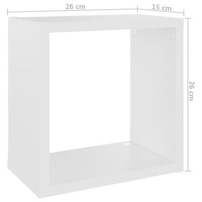 vidaXL kuba formas sienas plaukti, 2 gab., 26x15x26 cm, balti, ozola