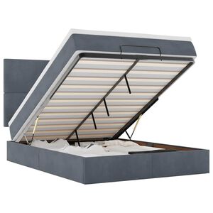 vidaXL Osmaņu gulta ar matračiem & LEDs, tum&scaron;i pelēks, 140x200cm samts