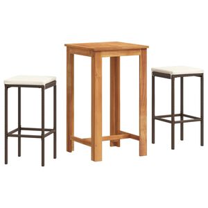 vidaXL 3-daļīgs dārza bāra mēbeļu komplekts, PE rotangpalma, akācija