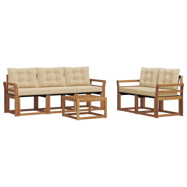 vidaXL Āra dīvānu komplekts ar spilvenu 6 pcs Dabisks un bē&scaron;s