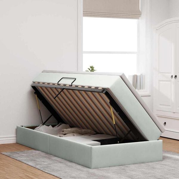 vidaXL Gulta ar uzglabā&scaron;anas vietu un matraci ar matraci Gai&scaron;i pelēks