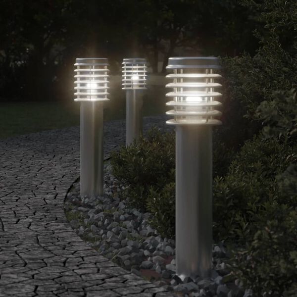 vidaXL āra zemes lampa, sudrabaina, 60 cm, nerūsējo&scaron;s tērauds