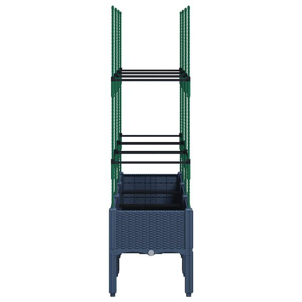 vidaXL dārza puķu kaste ar špaleru, zili pelēka, 120x40x142,5 cm, PP