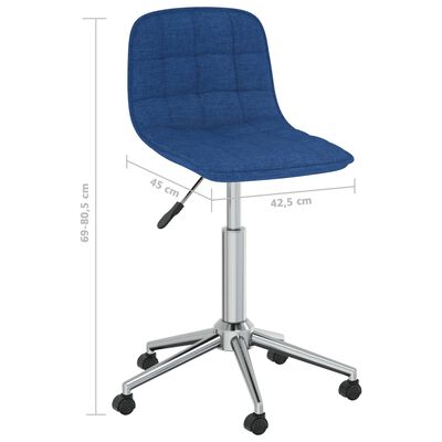vidaXL grozāmi virtuves krēsli, 6 gab., zils audums