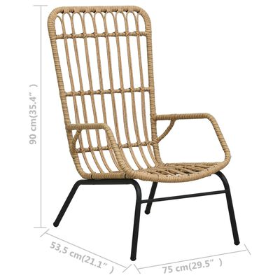 vidaXL dārza krēsls, brūns PE rotangpalmas pinums