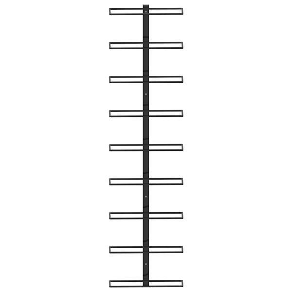 vidaXL sienas vīna pudeļu plaukts 9 pudelēm, melna dzelzs