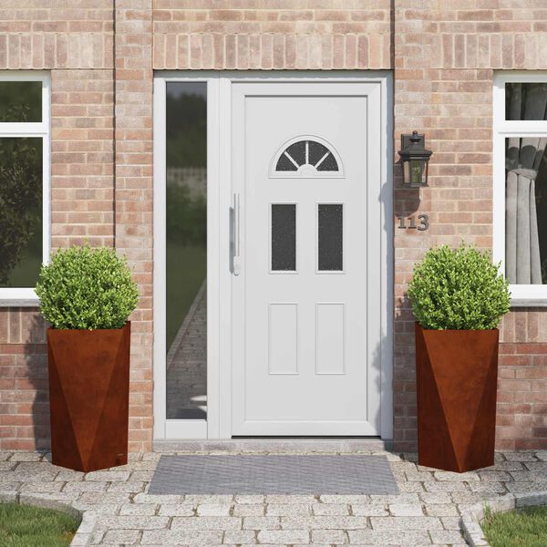 vidaXL Puķu kaste 2 pcs Rūsa 40 x 40 x 75 cm Novecināts tērauds