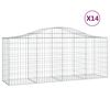 vidaXL arkveida gabiona grozi, 14 gb., 200x50x80/100cm, cinkota dzelzs