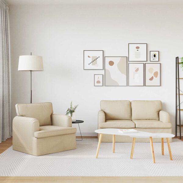 vidaXL Dīvāns 2 pcs Krēmkrāsa 144 x 80 x 85 cm audums