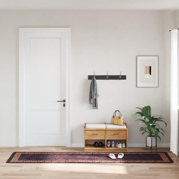 vidaXL paklājs, 80x300 cm, melns ar zeltu, mazgājams