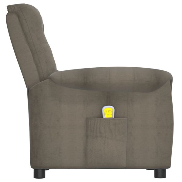 vidaXL masāžas krēsls, tum&scaron;i pelēks mikro&scaron;ķiedras audums