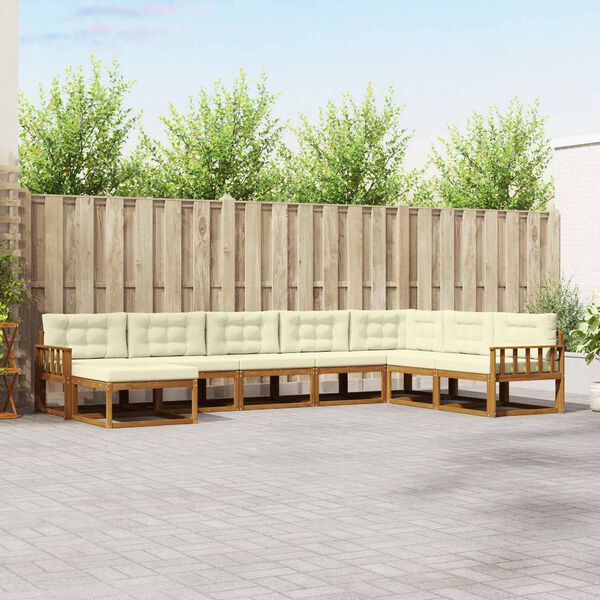 vidaXL Āra dīvānu komplekts ar spilvenu 8 pcs Dabisks un krējuma