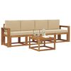 vidaXL Āra dīvānu komplekts 5 pcs Dabisks un bē&scaron;s Cietā akācijas koks