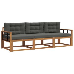 vidaXL Āra dīvānu komplekts ar spilvenu 3 pcs Dabisks un antracīts