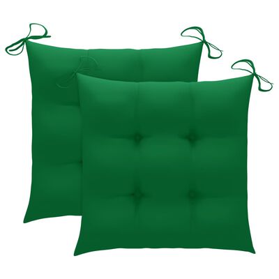 vidaXL 3-daļīgs bistro mēbeļu komplekts, zaļi matrači, masīvs tīkkoks