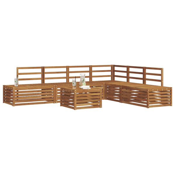 vidaXL Āra dīvānu komplekts 7 Gabals Dabiska Cietā akācijas koks