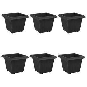 vidaXL Kvadrātveida Ziedu Pods 6 pcs Melna 20 x 20 x 16 cm Plastmasa