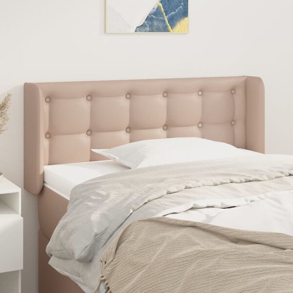 vidaXL galvgalis ar malām, 103x16x78/88 cm, kapučīno mākslīgā āda