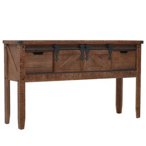 vidaXL konsoles galdiņ&scaron;, brūns egles masīvkoks, 131x35,5x75 cm