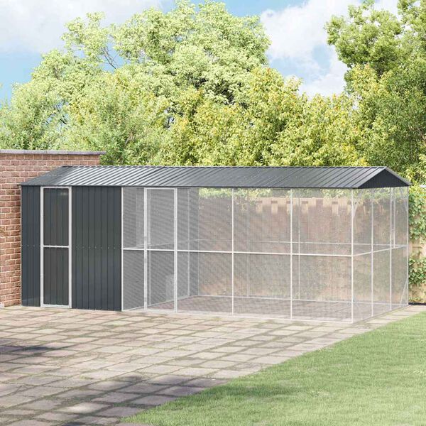 vidaXL Putnu būris Antracīts 645 x 310 x 247 cm Cinkots tērauds