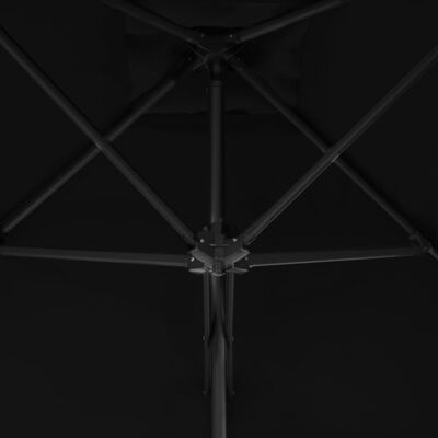 vidaXL dārza saulessargs ar tērauda kātu, 250x250x230 cm, melns