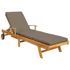 vidaXL Saules gulta ar spilvenu 100% poliesteris cietā teak