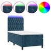 vidaXL atsperu gulta ar matraci, LED, tum&scaron;i zils samts, 90x190 cm