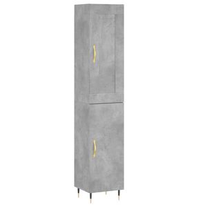 vidaXL augstais skapītis, pelēks, 34,5x34x180 cm, inženierijas koks