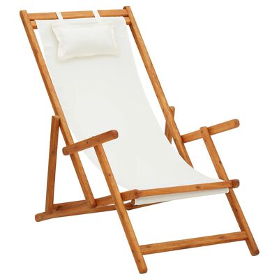 vidaXL saliekams pludmales krēsls, eikalipta masīvkoks, audums