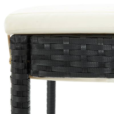 vidaXL bāra krēsli ar matračiem, 6 gab., melna PE rotangpalma