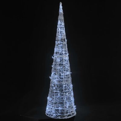 vidaXL LED lampiņu dekorācija, akrils, piramīda, 120 cm, vēsi balta