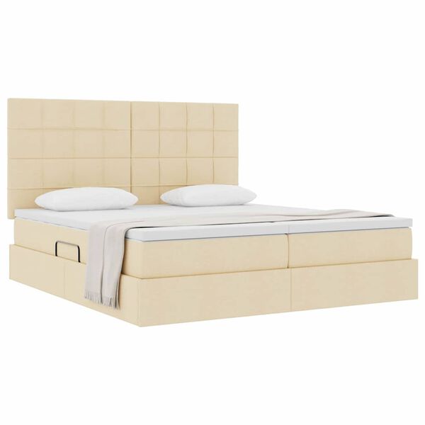 vidaXL Glabā&scaron;anas gulta ar matraci Krēms 200 x 200 cm Mākslīgā āda