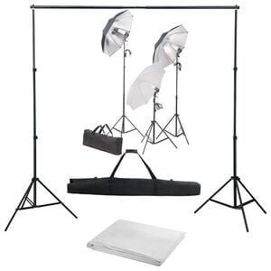 vidaXL fotostudijas komplekts, gaismas un fons