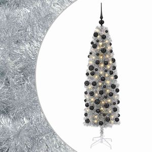 vidaXL Mākslīgā slaida Ziemassvētku egle ar bumbiņām 180 cm 300 LED