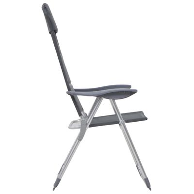 vidaXL kempinga krēsli, 2 gab., pelēki, 58x69x111 cm, alumīnijs
